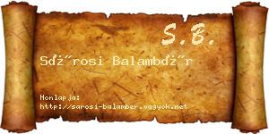 Sárosi Balambér névjegykártya